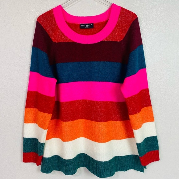 Lane Bryant Multi Stripe Crew Neck Sweater Size 18/20 - Picture 2 of 6